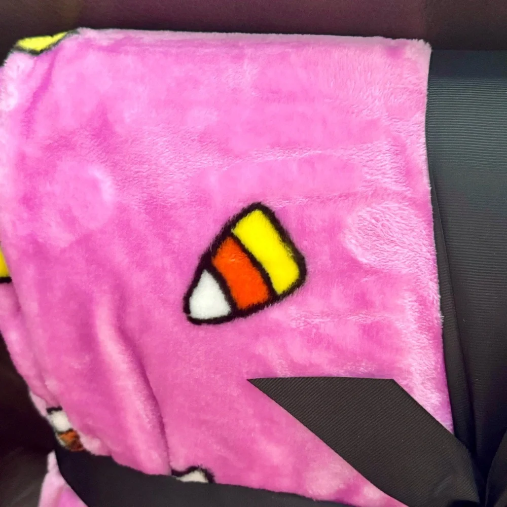 Hello Kitty with Candy Corn Twin Sized Plush Halloween Blanket